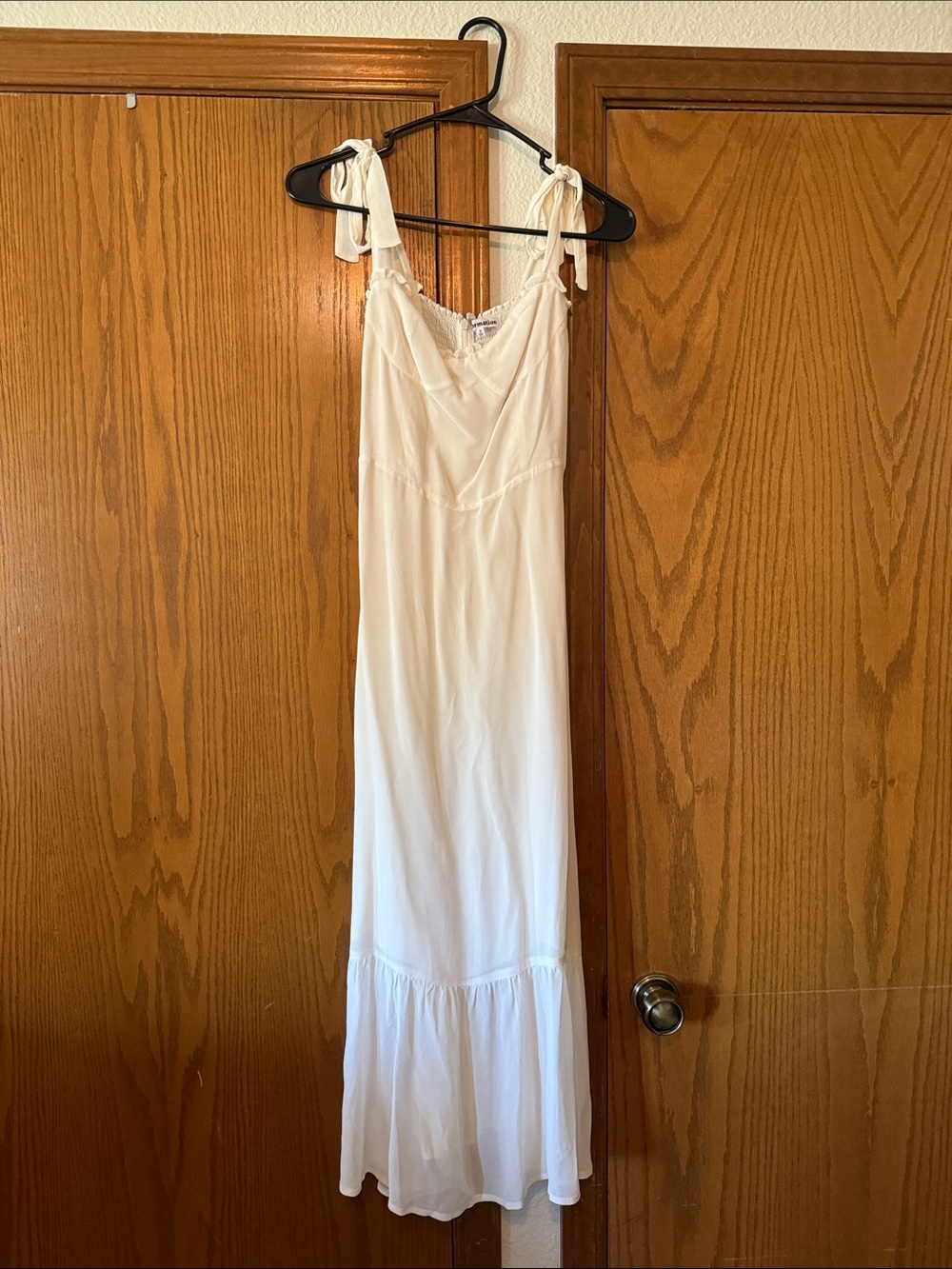 Reformation Cream Tie-Shoulder Maxi Dress